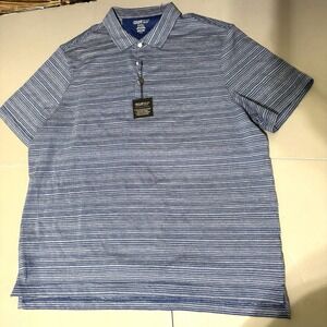 Kenneth Cole Polo Shirt 3XL Awearness Slim Fit Stretch Blue Stripes Golf New